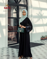 Black Embroidered Nida abaya