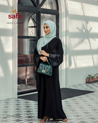 Black Embroidered Nida abaya