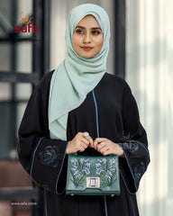Black Embroidered Nida abaya