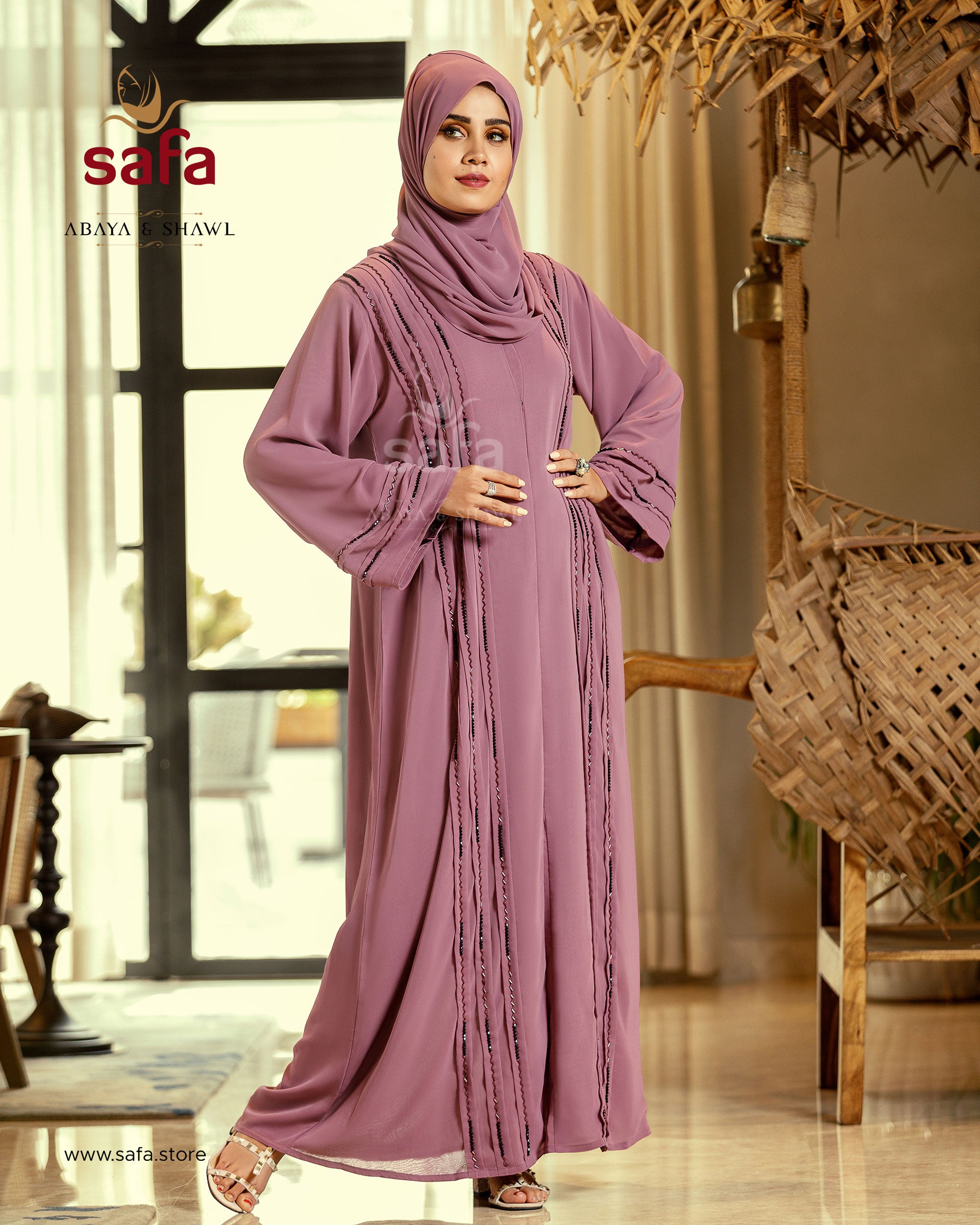 Pink Open Gown Abaya