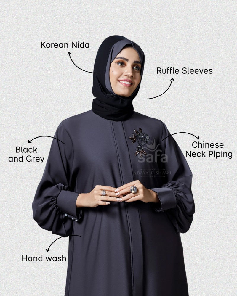 Handwork ruffle sleeve abaya