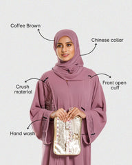 Pink front open abaya