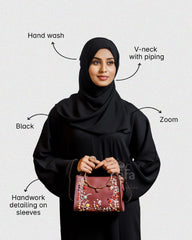 Black matt Nida plain abaya